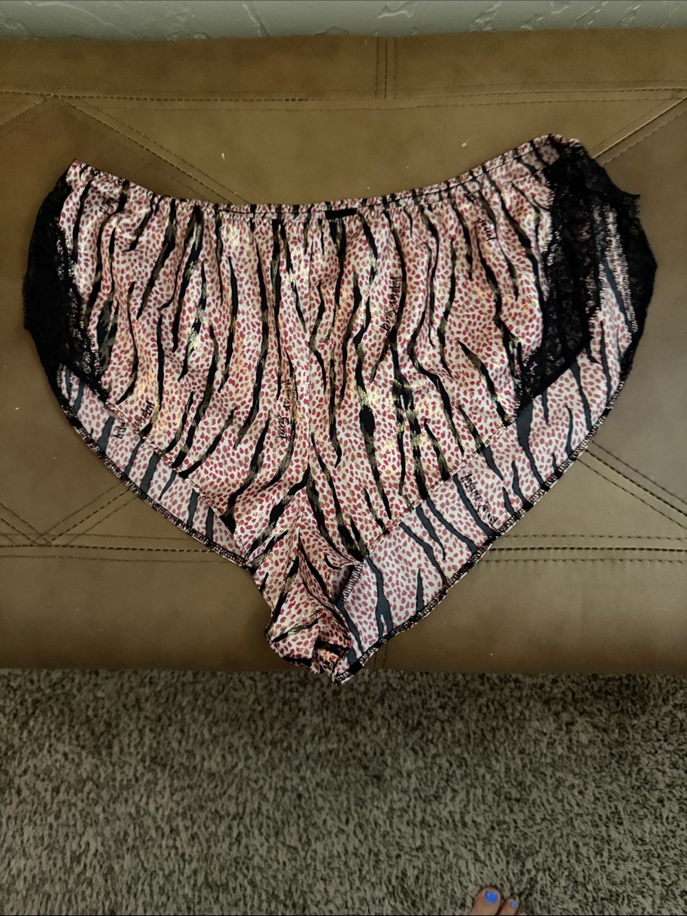 Victoria's Secret Pink Leopard & Black Lace High-Waist Panties